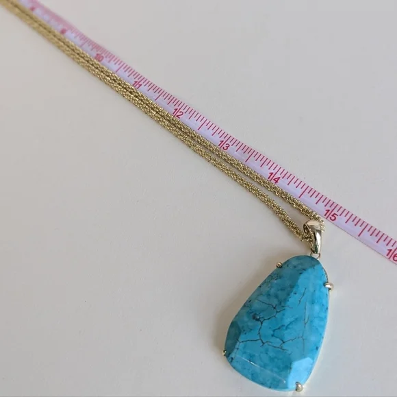 Kendra Scott Sandra Necklace Turquoise Magnesite Pendant Margarita Chain Gold - Picture 12 of 13